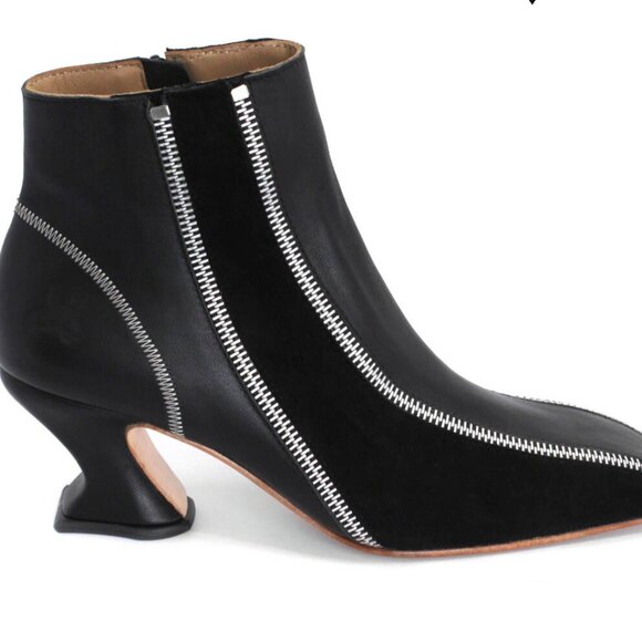 Fluevog Super Fine "Highness" zippered ankle boots, NWOB, black / silver, size 7 - Picture 13 of 14